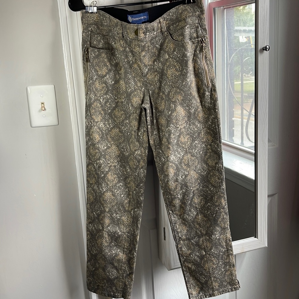Democracy snake skin printed pants.